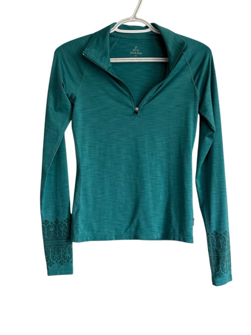 Prana Teal Quarter-Zip Long Sleeve Top